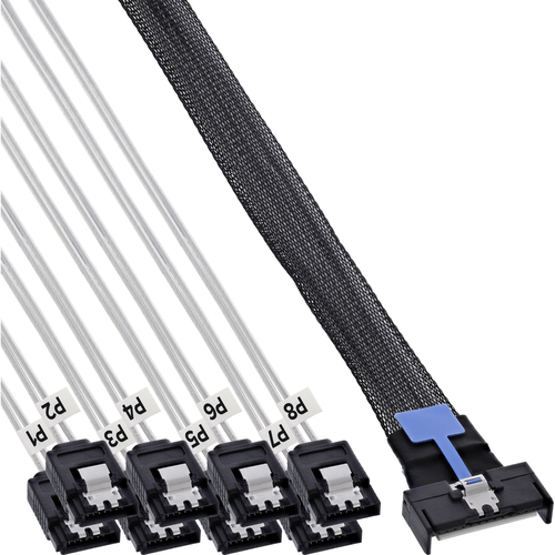 Product image: InLine MCIO x8 breakout cable to 8x SATA, 0.5 m 19.7" (0.5 m)