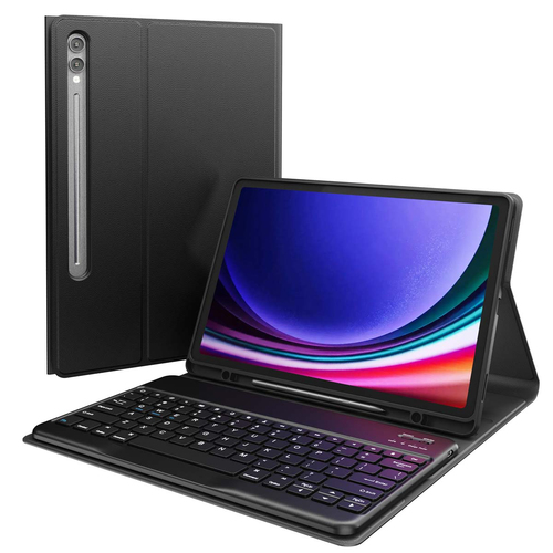 Accezz QWERTY Bluetooth Keyboard Bookcase - Samsung Galaxy Tab S10 Plus / Tab S9 Plus / Tab S9 FE Plus 12.4"