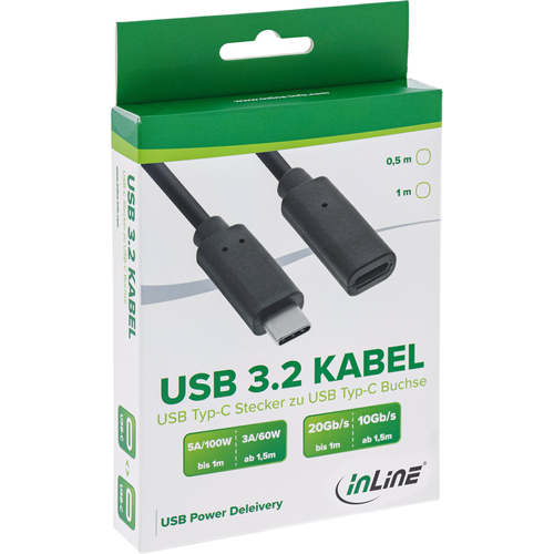 InLine 35771 USB-kabel 1 m USB 3.2 Gen 2 (3.1 Gen 2) USB C Zwart, afbeelding 2