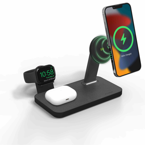 mophie 401309756 зарядное устройство для мобильных устройств Гарнитура, Смартфон, Умные часы Черный Кабель переменного тока Беспроводная зарядка Быстрая зарядка Для помещений