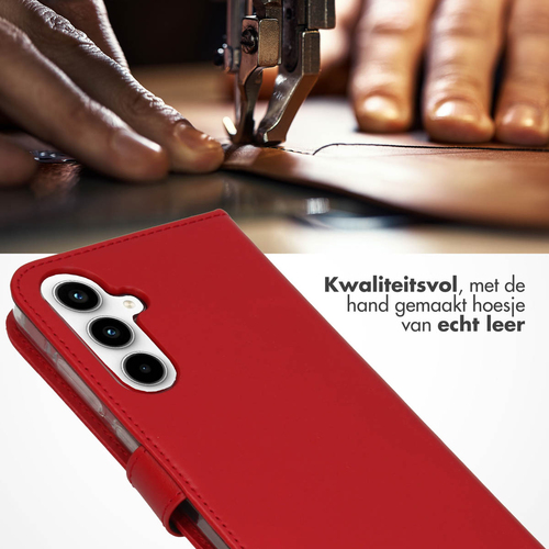 Selencia Echt Lederen Bookcase Samsung Galaxy A35 - Rood, afbeelding 2