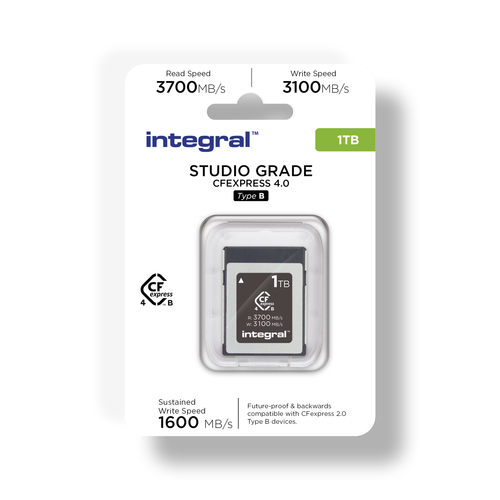 Integral 1TB CFEXPRESS MEMORY CARD 4.0 TYPE B UP TO R-3700 W-3100 MBS SUSTAINED WRITE 1600MBS STUDIO GRADE -12C ~ 72C TBW 600 – image 2