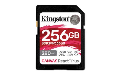 SDXC MEMORIA KINGSTON 256GB  CANVAS REACT PLUS UHS-II 280R/150W - SDR2V6/256GB