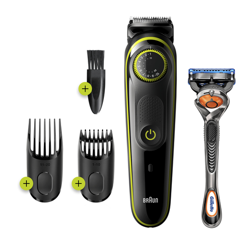 Braun Beard Trimmer BT3241 Men Trimmer & Hair Clipper, 39 Length Settings, Black/VoltGreen – image 1