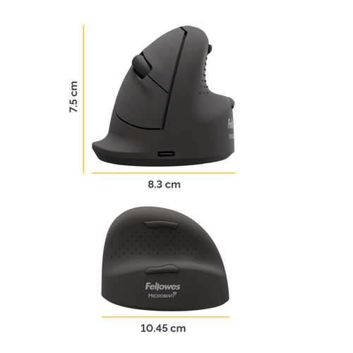 Fellowes Vertical Wireless Mouse Breyta Plus+ Ergonomic Right Handed Vertical Mouse with Antibacterial Protection Medium – image 4