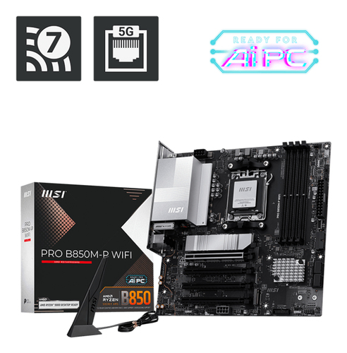 Msi Pro B850M-P Wifi AM5 Motherboard, Black - image 1