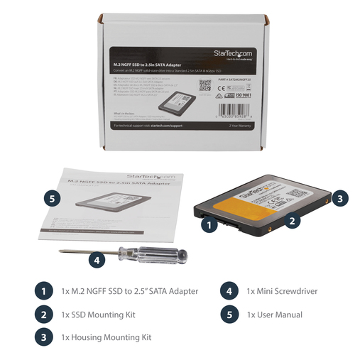 StarTech.com M.2 SSD to 2.5in SATA III Adapter - M.2 Solid State Drive Converter with Protective Housing – image 8