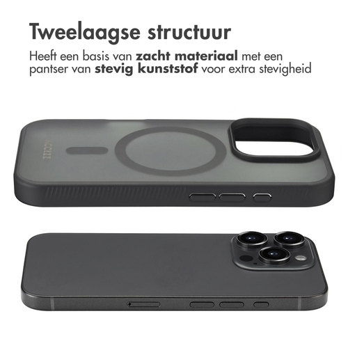 Accezz Rugged Frosted Backcover met MagSafe iPhone 16 Pro - Zwart, afbeelding 2