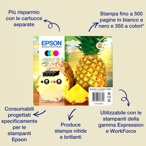 Epson 604XL – Cartuccia ciano originale (Ananas)