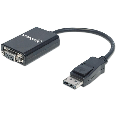 Manhattan Cable convertidor DisplayPort a VGA HD15, 15 cm, macho a hembra, activo, DP con pestaña de bloqueo, negro, garantía de por vida, equivalente a DP2VGA2 imagen 1