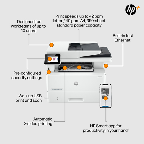 HP LaserJet Pro 4102fdn A4 4-in-1 Mono Laser Printer 2Z623F#Abu - image 3