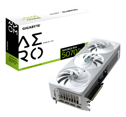 Gigabyte GeForce Rtx 5070 Ti Aero OC 16G GDDR7 Graphics Card - White - GV-N507TAERO OC-16GD - image 1