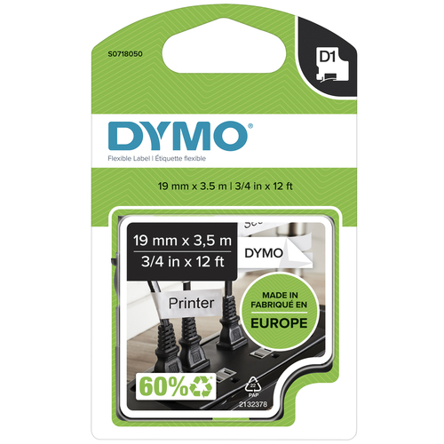 Dymo D1 Tape for Labelmaker 12mmx3.5m Black on White - 16957 S0718040 - image 1