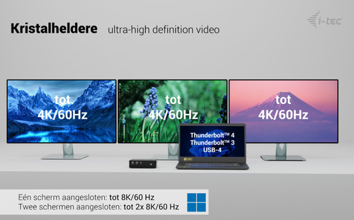 I-Tec - docking station - USB-C  USB4  Thunderbolt 3  Thunderbolt 4  Thunderbolt 5 - 2 x HDMI 2 x Thunderbolt 5 - 1GbE 25GbE – Foto 10 von 11