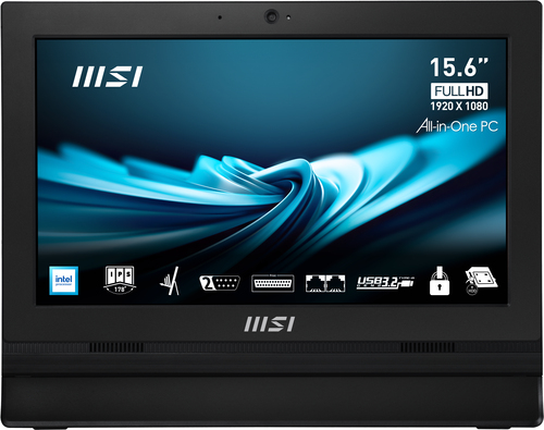 MSI Pro AP162T ADL N100 4GB 128GB W11P Моноблок Intel® N 39,6 cm (15.6") 1920 x 1080 пикселей Сенсорный экран ПК все в одном Твердотельный накопитель (SSD) Windows 11 Pro Wi-Fi 5 (802.11ac) Черный