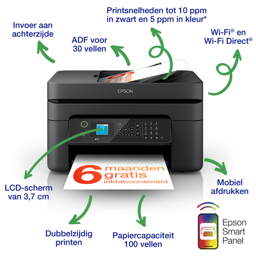 Epson Workforce WF-2930DWF All-in-one inkjet printer Zwart, afbeelding 3