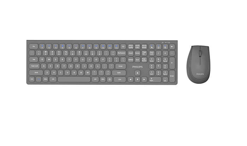 Philips 6000 series SPT6627G/93 keyboard Mouse included Universal RF Wireless + Bluetooth QWERTY English Grey