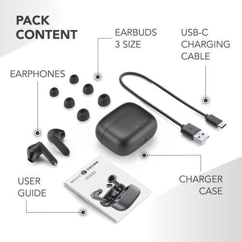 Music Sound BT EARPHONES TWS DOUBLE MS BLACK – image 6