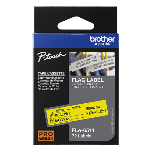 Brother Fle-6511 Die-cut Flexi Flag Label Black on Yellow 21 x 45mm - image 4