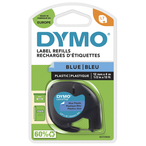 Dymo Ultra Blue LetraTag Plastic Tape 12mmx4m - image 1