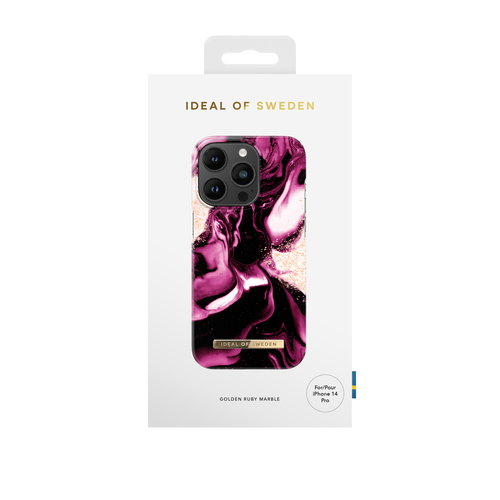 iDeal of Sweden Printed Case iPhone 14PR Golden Ruby Marble