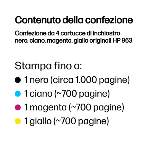 HP 963 Multipack – Multipack nero + ciano + magenta + giallo originale