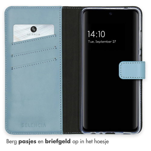 Selencia Echt Lederen Bookcase Samsung Galaxy A52(s) (5G/4G) -Lichtblauw, afbeelding 3