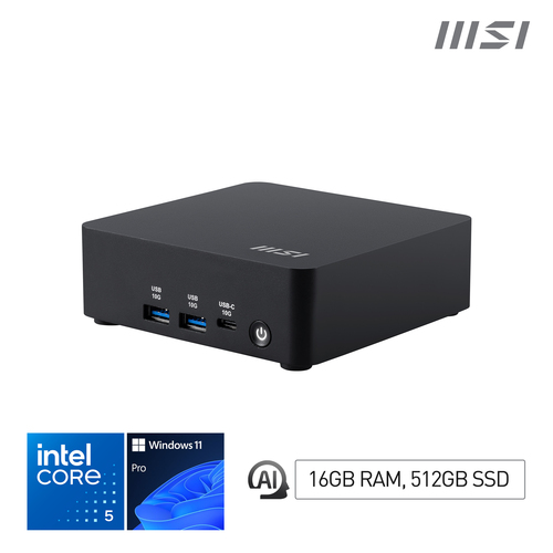 MSI Cubi NUC AI 1UMG i5 125H FS 16GB 512GB W11P Intel Core Ultra 5 DDR5-SDRAM Твердотельный накопитель (SSD) Windows 11 Pro Mini PC Мини-ПК Черный