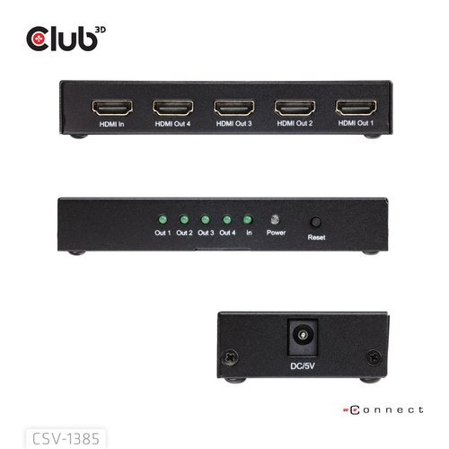 Club 3D HDMI Splitter 1x > 4x HDMI 4K 120Hz, afbeelding 6