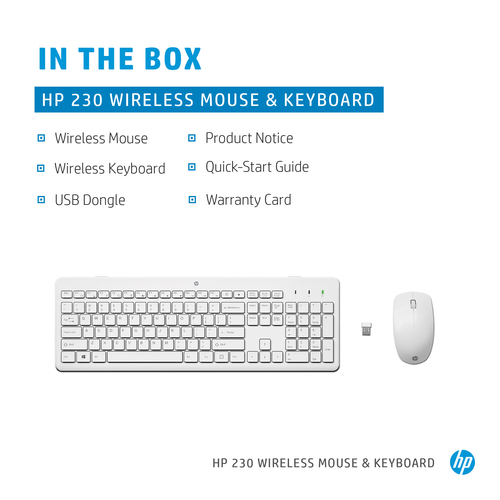 HP 230 Wireless Mouse and Keyboard Combo White – image 1