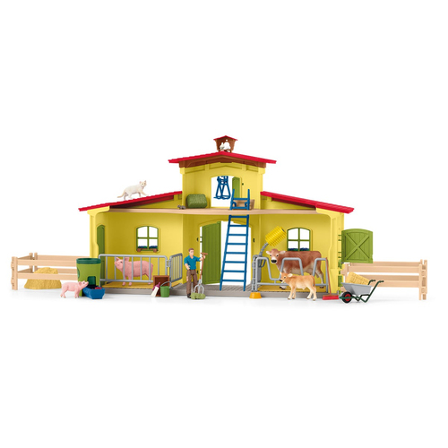 Schleich Farm World - Grote stal, geel speelfiguur, afbeelding 6