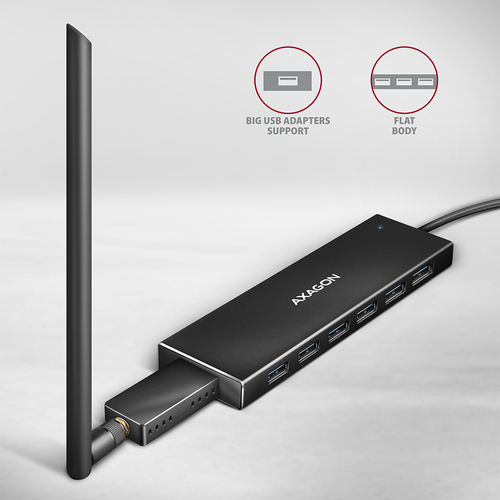 AXAGON SuperSpeed USB-A Flat-Hub mit 1 m Kabel USB-Hubs - USB 32 - 7 - Schwarz – Foto 5 von 9