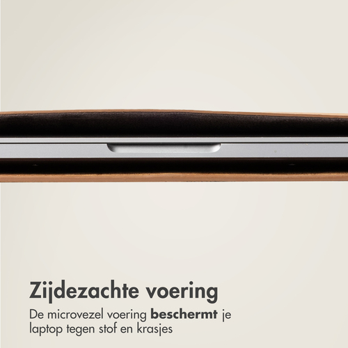 Accezz Leather hoes voor MacBook 15 inch Laptop sleeve Bruin, afbeelding 5