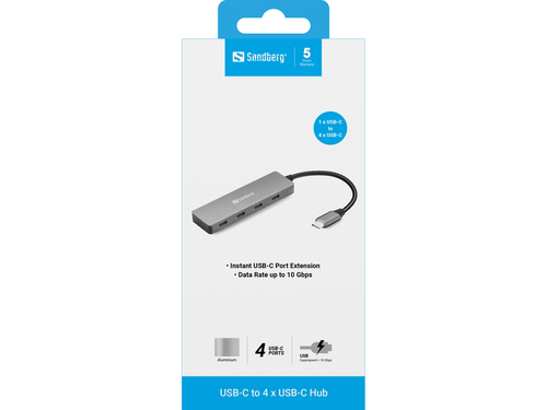 Sandberg USB-C to 4 x USB-C Hub, USB, afbeelding 2