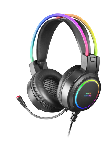 Mars Gaming MHRGB, Gaming Headset RGB + Flexible Microphone, Black