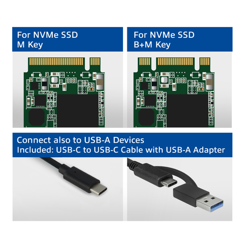 ACT Connectivity USB-C M.2 NVMe / PCIe SSD Behuizing, tool-free externe behuizing, afbeelding 3