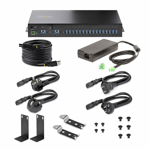 StarTech.com 16-Port Industrial USB 5Gbps Hub with Power Adapter, Metal Enclosure, Mountable, ESD Protection, Terminal Block Power, USB Charging,, afbeelding 10