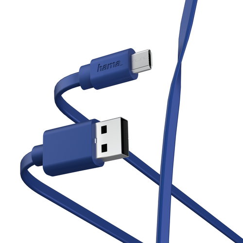 Hama Flat USB кабель USB 2.0 1 m USB A Micro-USB A 0,48 Gbit/s Синий