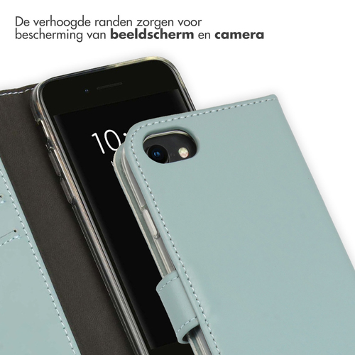 Selencia Echt Lederen Bookcase iPhone SE (2022 / 2020) / 8 / 7 / 6(s) - Lichtblauw, afbeelding 4