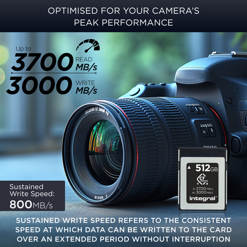 Integral 512GB CFEXPRESS MEMORY CARD 4.0 TYPE B UP TO R-3700 W-3000 MBS SUSTAINED WRITE 800MBS STUDIO GRADE -12C ~ 72C TBW 300 – image 3