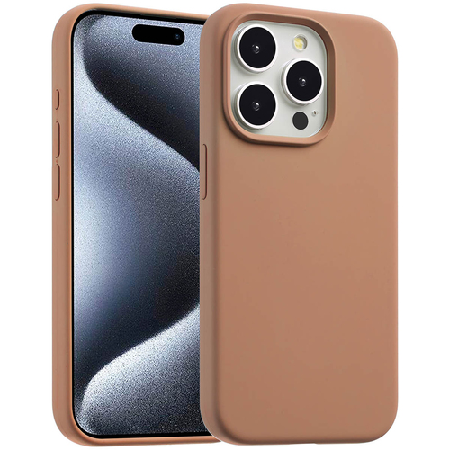 Accezz Liquid Silicone Backcover met MagSafe voor Apple iPhone 15 Pro Telefoonhoesje Bruin