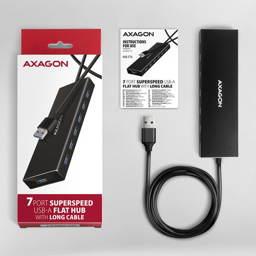AXAGON SuperSpeed USB-A Flat-Hub mit 1 m Kabel USB-Hubs - USB 32 - 7 - Schwarz – Foto 8 von 9