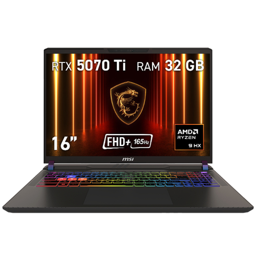 MSI Vector A16 HX A8WHG-062XES AMD Ryzen™ 9 8940HX Ноутбук 40,6 cm (16") Full HD+ 32 GB DDR5-SDRAM 1 TB Твердотельный накопитель (SSD) NVIDIA GeForce RTX 5070 Ti Wi-Fi 6E (802.11ax) Free DOS Серый