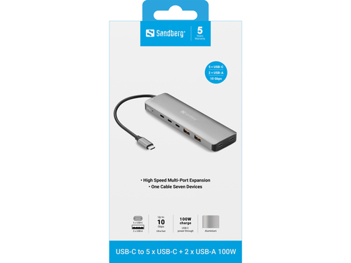 Sandberg USB-C to 5 x USB-C + 2 x USB-A – image 4