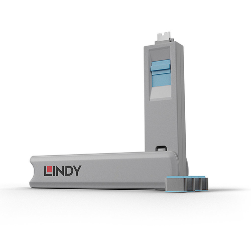 Product image: Lindy USB Type C Port Blocker Key - Pack of 4 Blockers, Blue