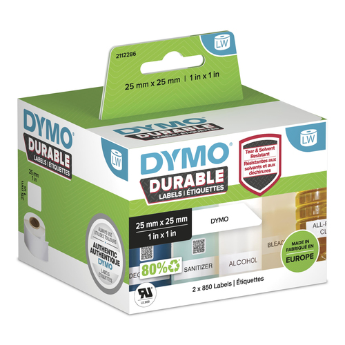 Dymo 2112286 LW square multi-purpose 25mm x 25mm Black on White - image 1