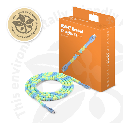 Club 3D USB-C Beaded Cable Blue, 2 meter kabel, afbeelding 9