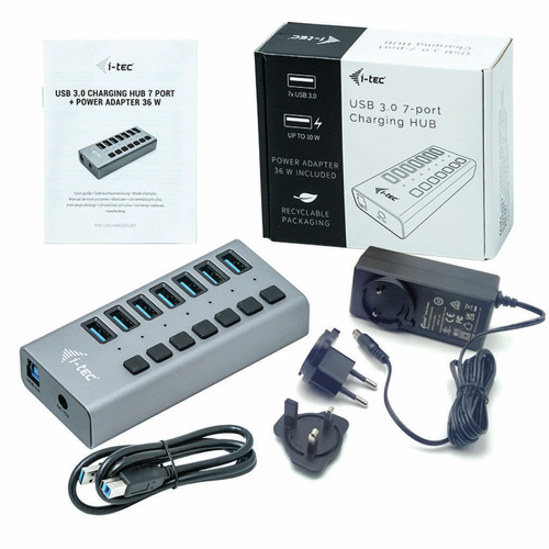 i-tec USB 3.0 Charging HUB 7 port + Power Adapter usb-hub, afbeelding 4