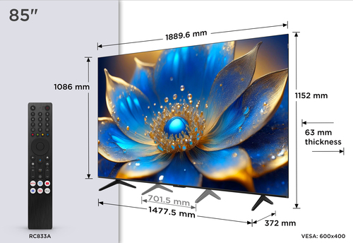 TCL 85QLED780K TV 2.16 m (85") 4K Ultra HD Smart TV Black 450 cd/m² – image 4