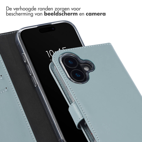 Selencia Echt Lederen Bookcase iPhone 16 Plus - Air Blue, afbeelding 4
